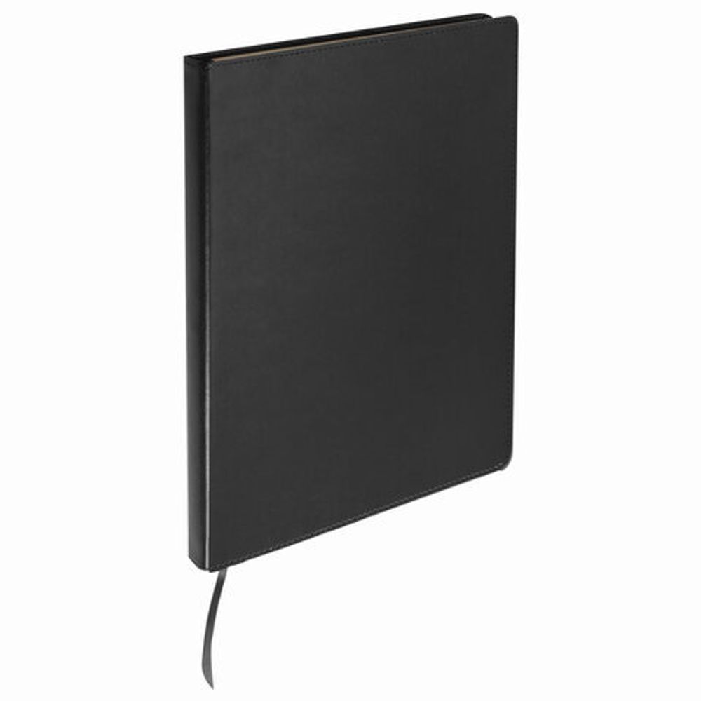 Блокнот БОЛЬШОЙ ФОРМАТ (200х252 мм) В5, BRAUBERG "Income", кожзам, 128 л., клетка, черный, 125204