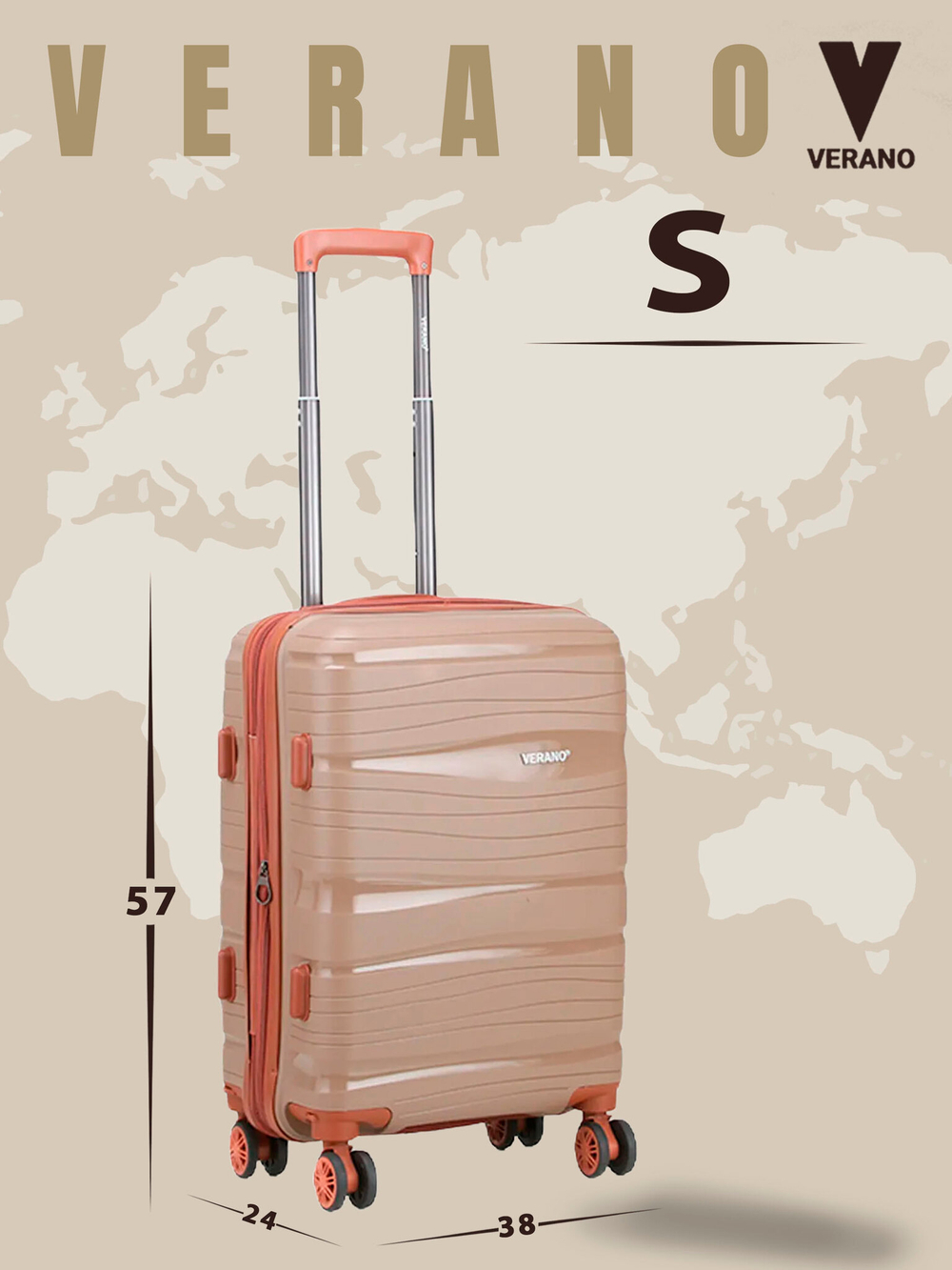 Чемодан мини "Verano" из полипропилена, съёмные колёса