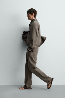 ZARA ДЖИНСЫ STRAIGHT FIT, ЗЕЛЕНЫЙ/СЕРЫЙ