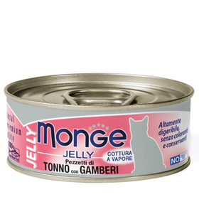Monge Jelly Adult cat для взрослых кошек с желтоперым тунцом и креветками, консервы 80гр. (33016)