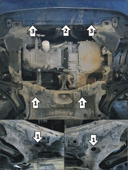 Защита стальная 2 мм Д;КПП Honda Freed; V=1,5; 2WD; с 2016г MOTODOR.70802