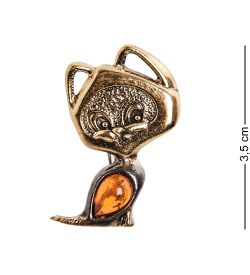 AM-2609 Брошь «Котенок Гаф» (латунь, янтарь)