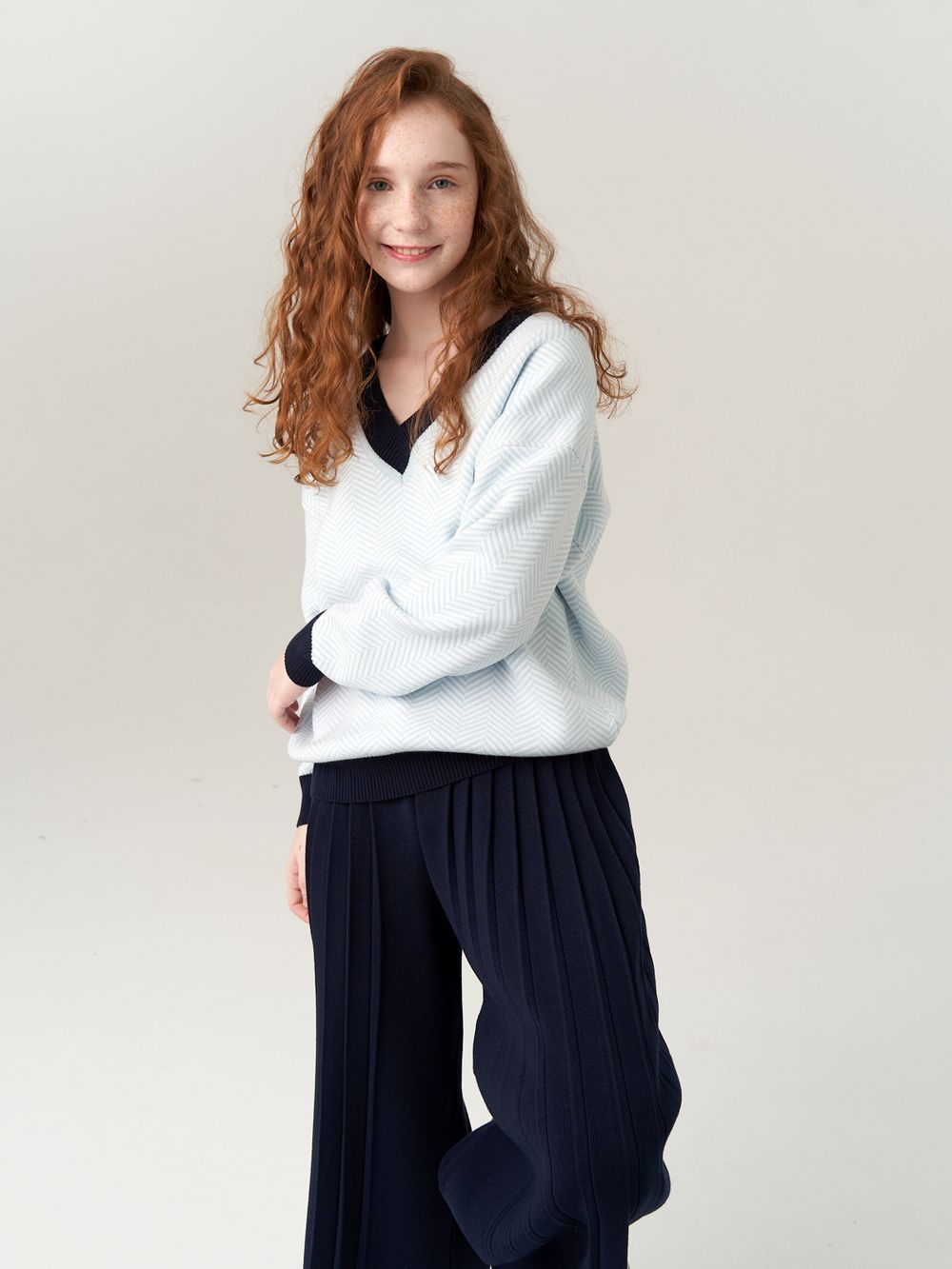 Джемпер для девочки AT954 небесно-голубой