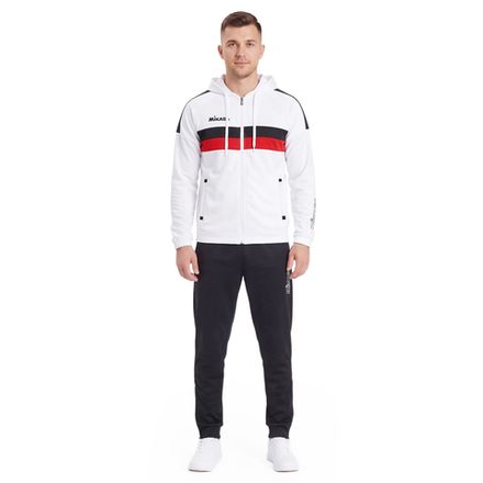 Костюм спорт. муж. с капюш. MIKASA MT550/701-078-3XL, р.3XL, 100% полиэстер, бело-черно-красный