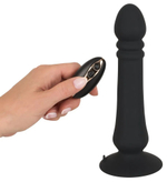 Черный анальный стимулятор с поступательными движениями и пультом ДУ Anal Thruster - 19,5 см. (Цвет: черный)