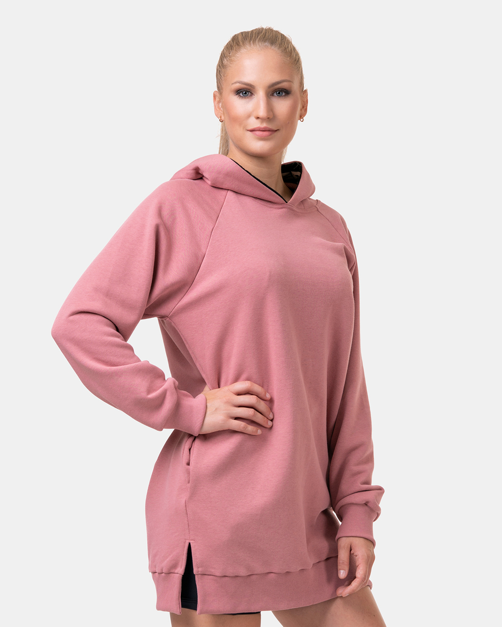 Толстовка женская Nebbia 580 Everyday HERO Long Sweatshirt with a hoodie Old rose