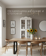 Шкаф-витрина 77х32х186, Бритта, двухдверная, с полками, массив сосны, белый воск, Dipriz