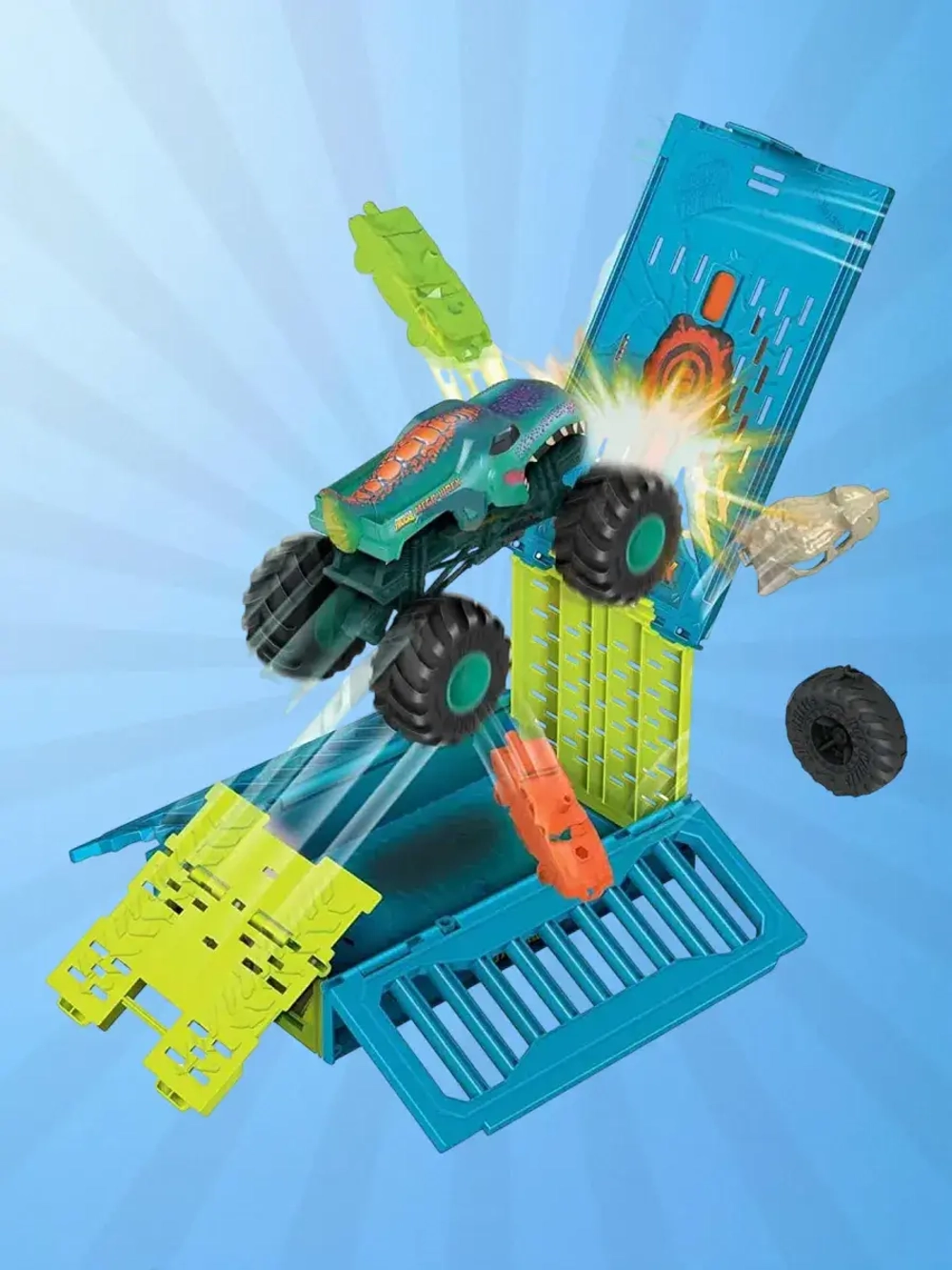 Автотрек Хот Вилс Монстр Трак Аварийная клетка Mega Wrex