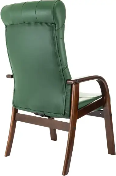 Кресло Бюрократ T-9928 WALNUT-CF зеленый кожа на ножках дерево
