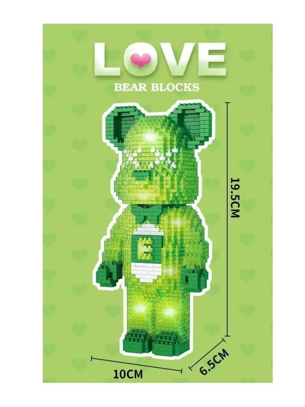 Конструктор Зеленый мишка из миниблоков 1469 деталей