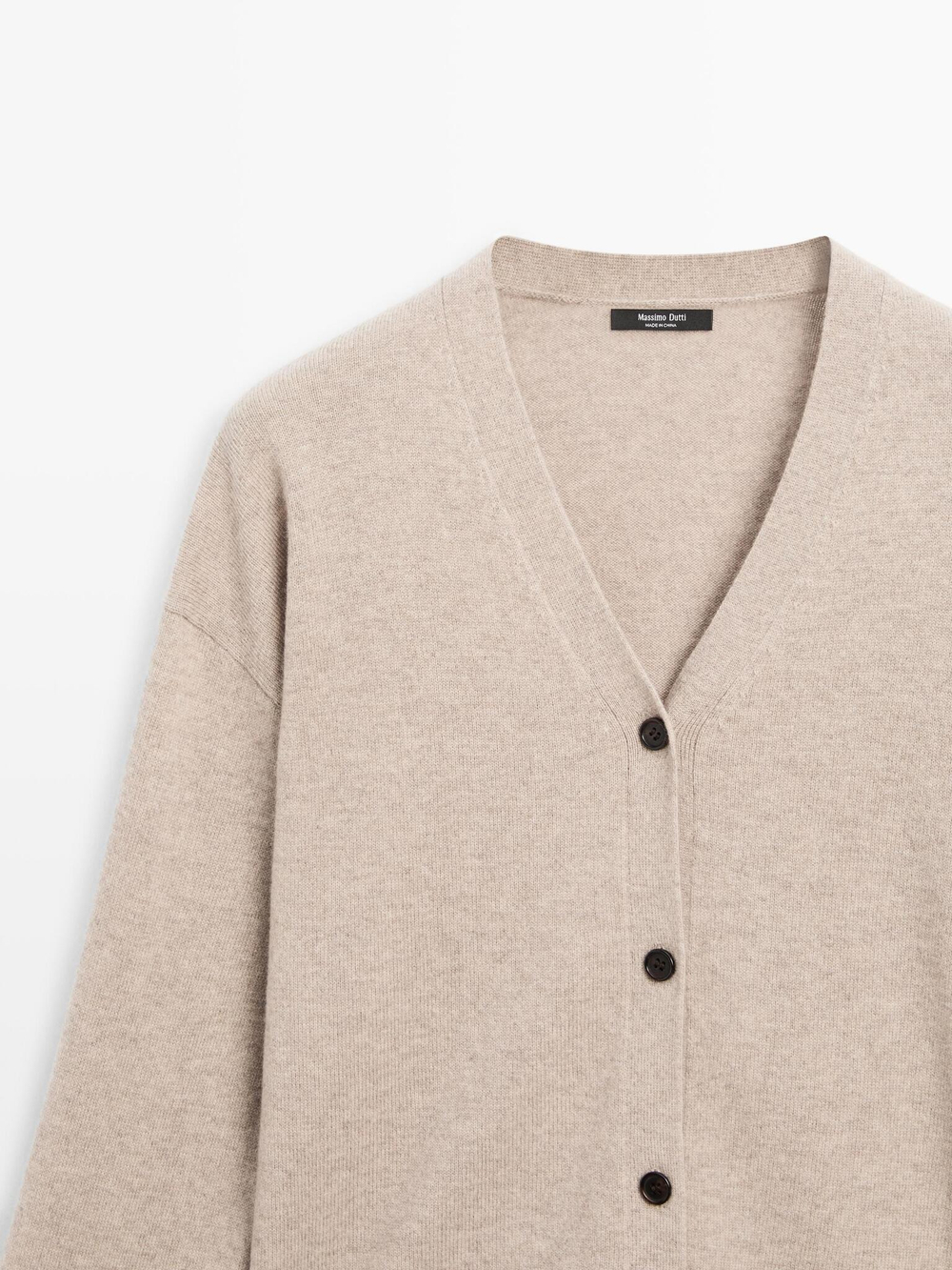 Massimo Dutti Кардиган из смесовой шерсти с V-образным вырезом, норка