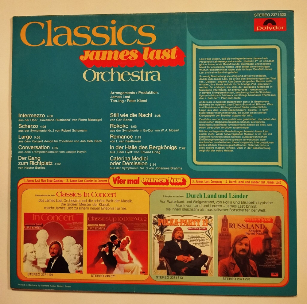 Винтажная виниловая пластинка LP James Last Orchestra Classics (Germany 1973)