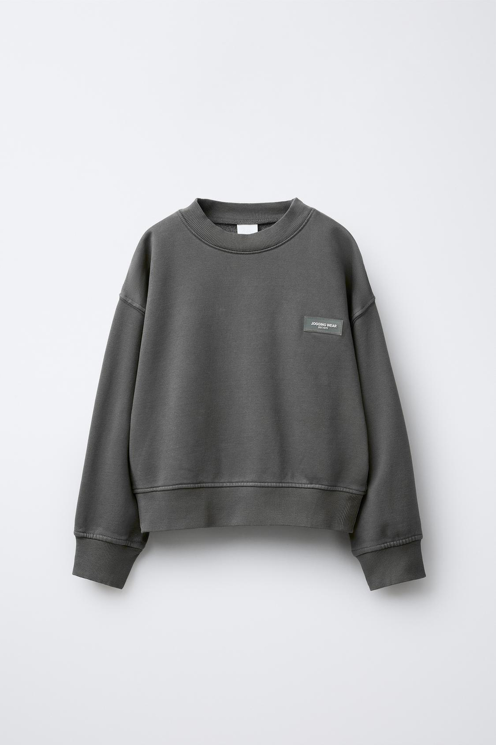 ZARA КОМПЛЕКТ ИЗ ТОЛСТОВКИ И БРЮК-ДЖОГГЕРОВ КАРГО С НАШИВКОЙ, МЯГКИЙ СЕРЫЙ