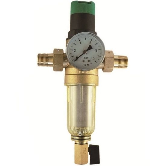Самопромывной фильтр для холодной воды Tim 1/2" с редуктором и манометром
