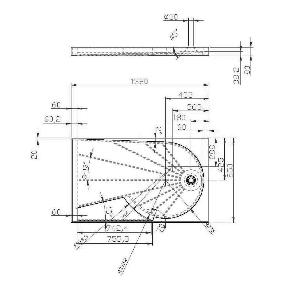 Душевой поддон DW KLIMA, 138x85x8, правый, белый, DW-KLIM1308-RWT