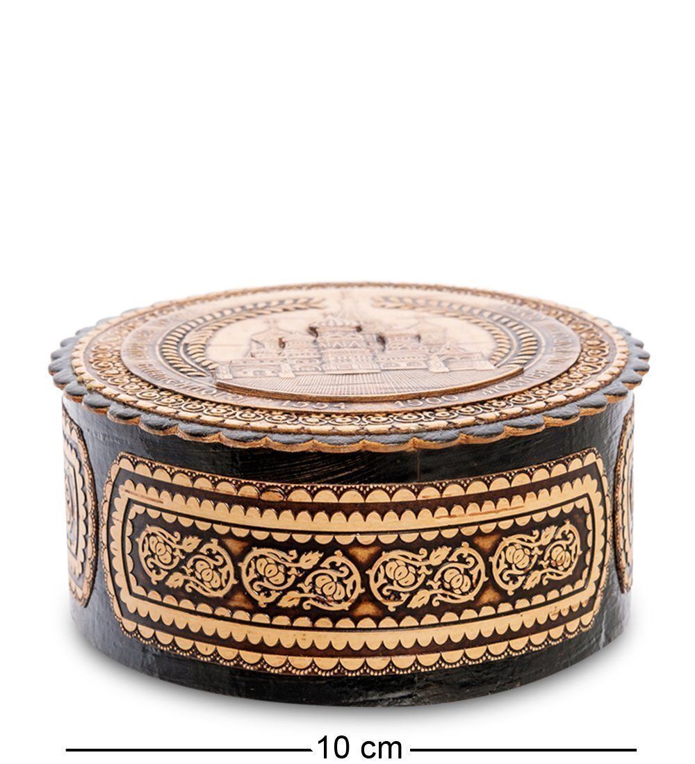 Народные промыслы BST-105 Шкатулка «Москва Покровский собор» круглая (береста)