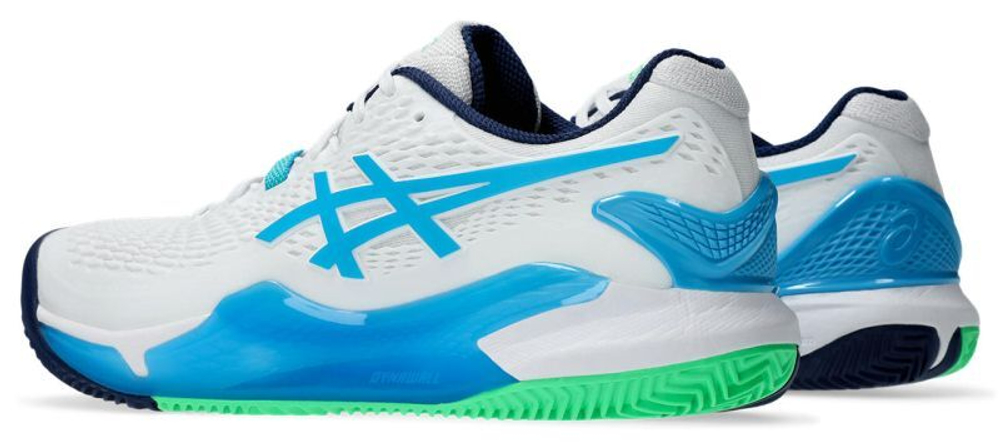 Мужские кроссовки теннисные Asics Gel-Resolution 9 Clay - white/digital aqua