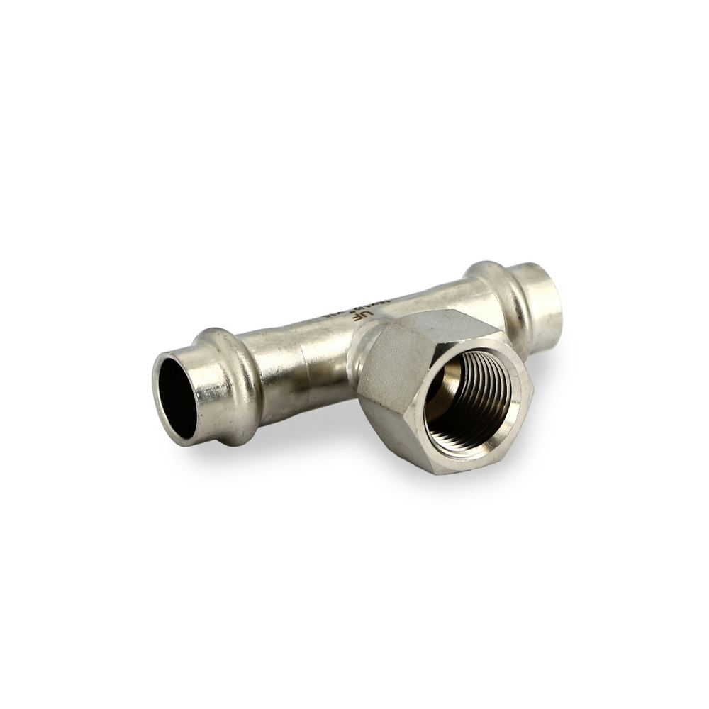 Тройник пресс-В 15 х 1/2" х 15, нержавеющая сталь