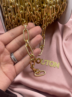 Цепь золотистая овальная чередующиеся звенья