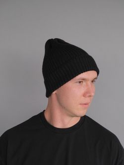 Шапка вязаная-резинка весенняя/осенняя КЭП(Черный) МУЖСКОЙ