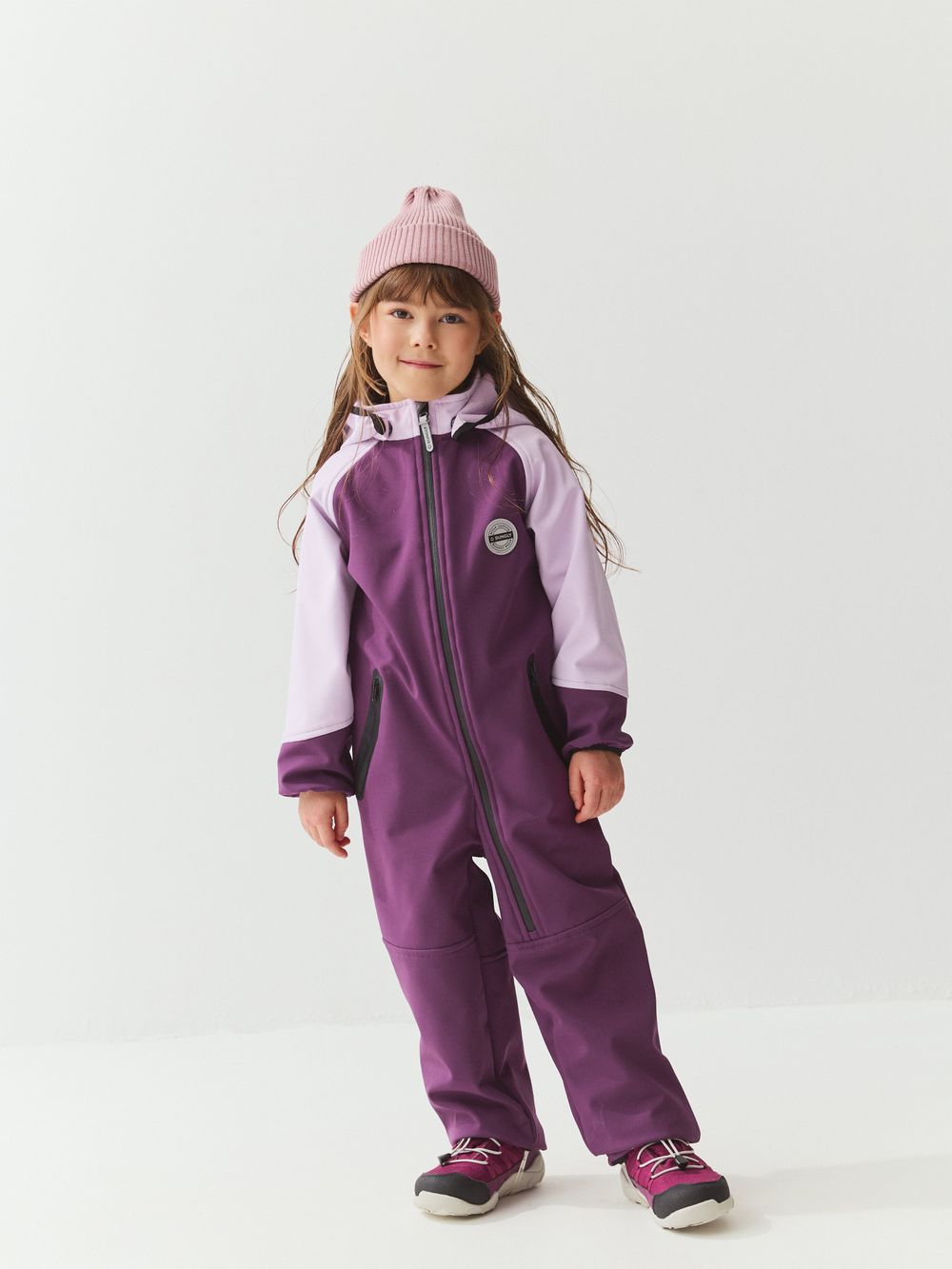 Комбинезон Колор блок Softshell демисезонный "Слива"