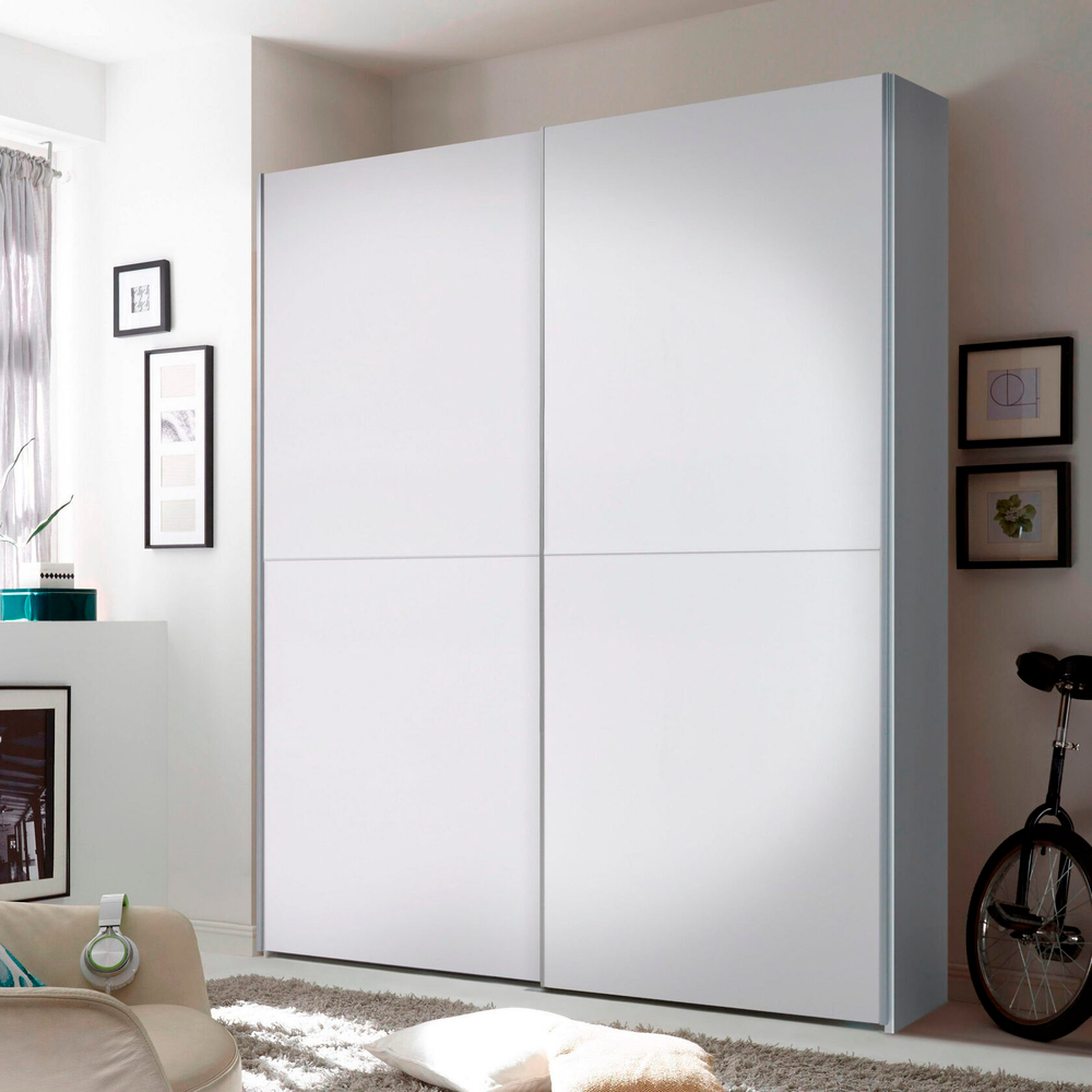 Шкаф купе для одежды белый Муро с раздвижной системой Hettich TopLine L