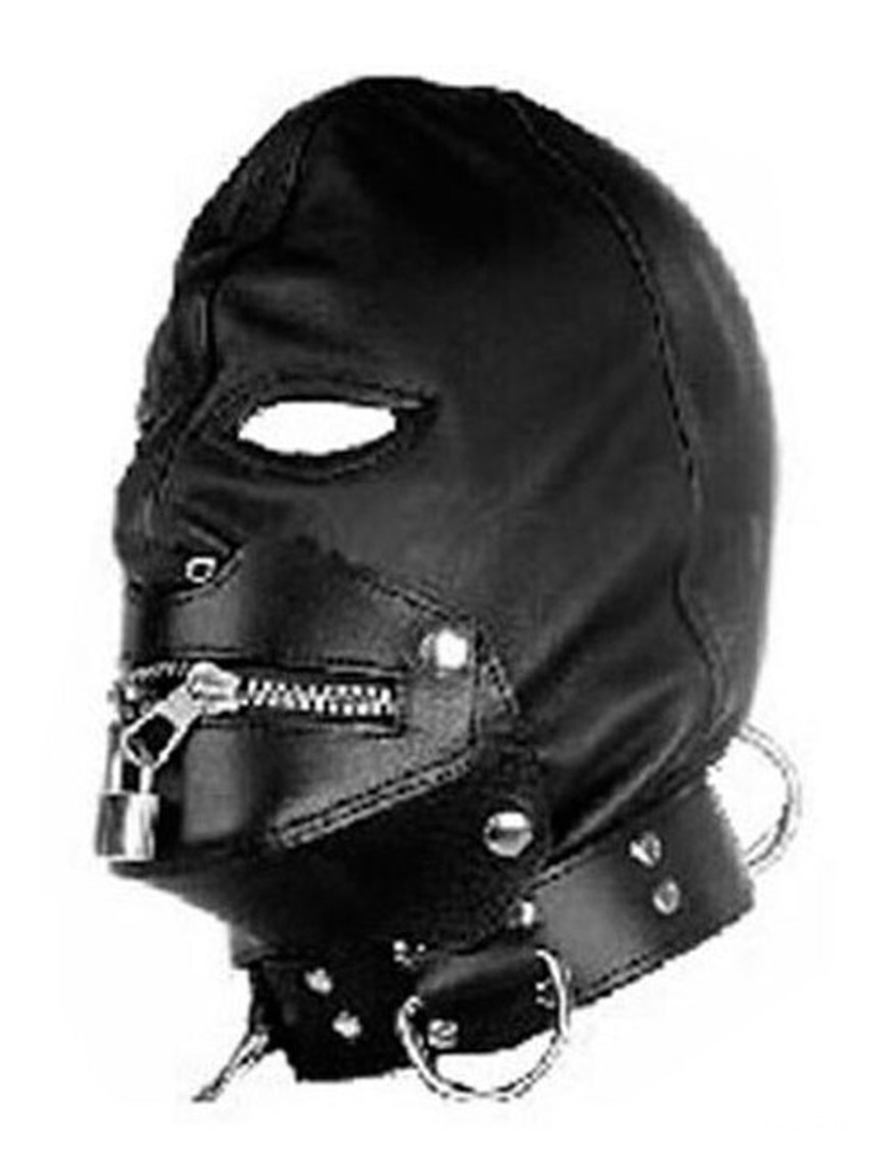 Шлем черный на ошейнике с молнией на рот (Цвет: черный)