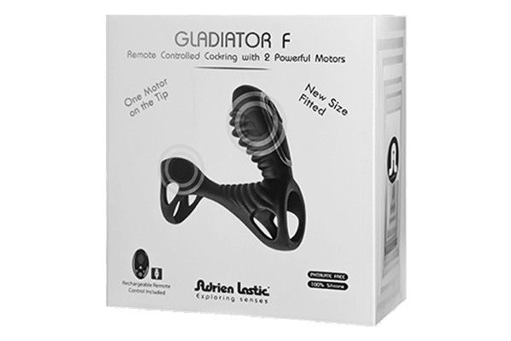 Черная универсальная вибронасадка на пенис с пультом ДУ Gladiator F (Цвет: черный)