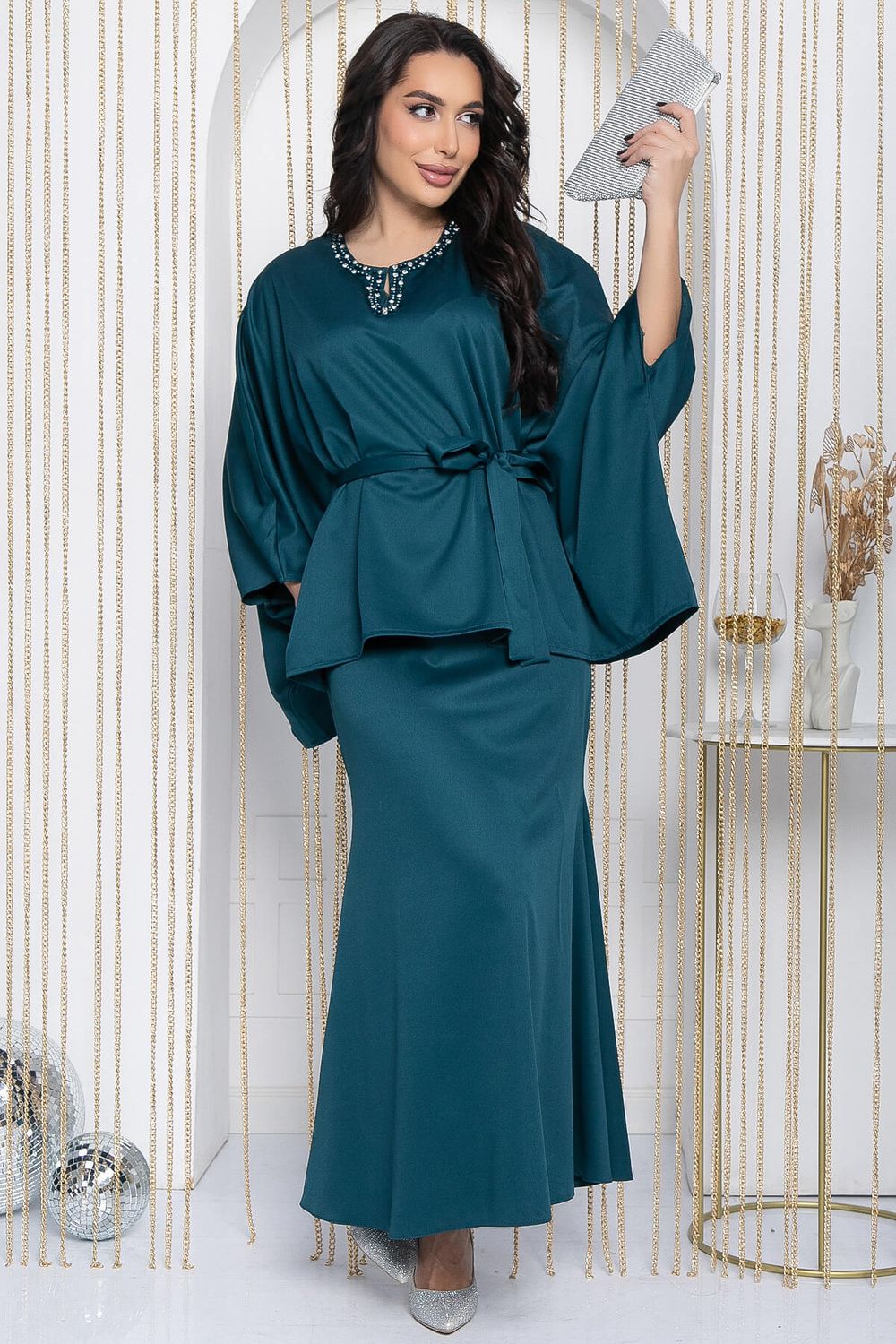 Костюм с юбкой Альсия (изумрудный) К14392-5М LT Collection