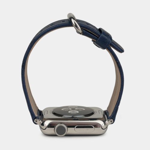 Ремешок для Apple Watch 44/45/46 mm из кожи страуса, синего цвета