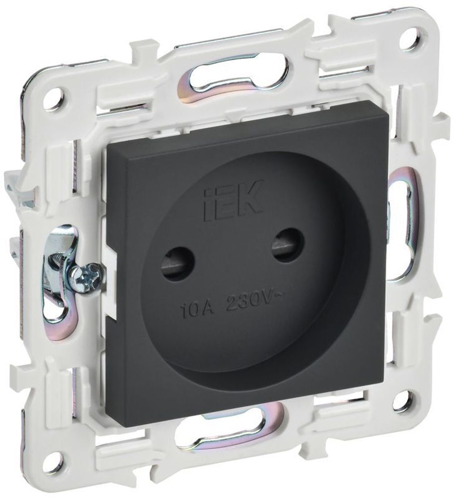 Розетка SKANDY 10А без заземл. защ. шторки SK-R01G графит IEK SK-R13-10-K53