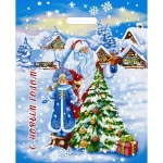 Пакет ПЭ с вырубной ручкой 38х47+6см (60) (Сказочная околица) НГ ламинированный Интерпак (х50/500)