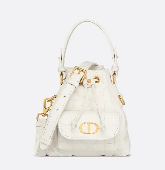 Рюкзак Dior Caro белый, модель среднего формата