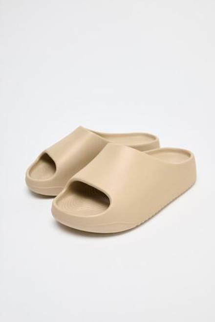 ZARA ШЛЕПАНЦЫ НА ПЛАТФОРМЕ, БЕЖЕВЫЙ