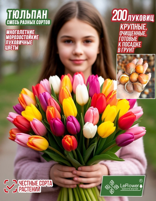 Тюльпан Луковица, Микс сортов 200 шт, крупные