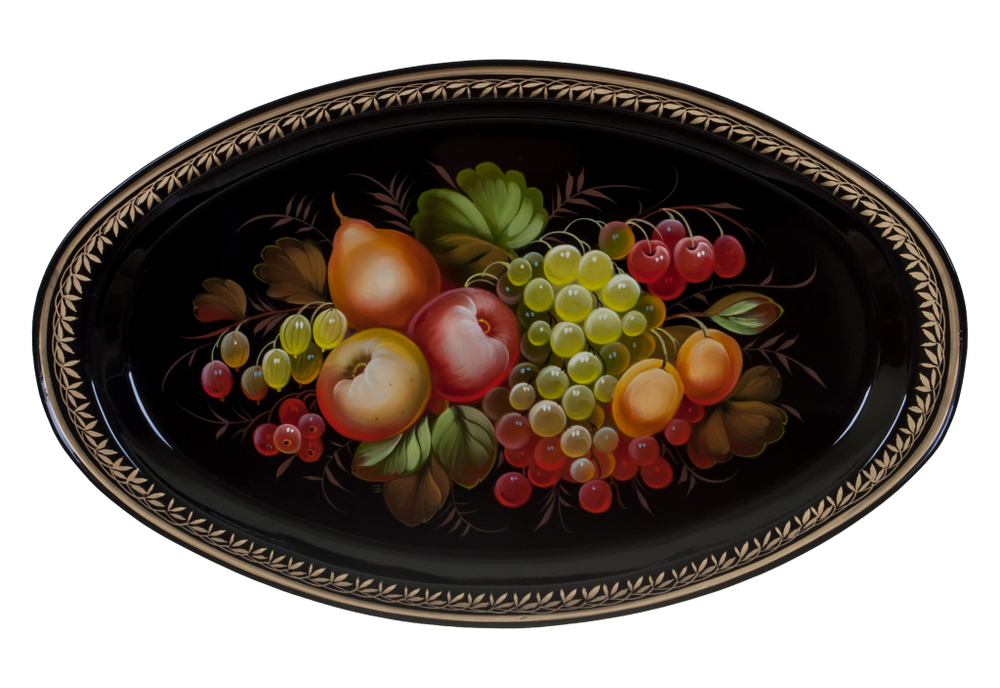 Жостовский поднос декоративный, размер 41х25 см (A17), металлический