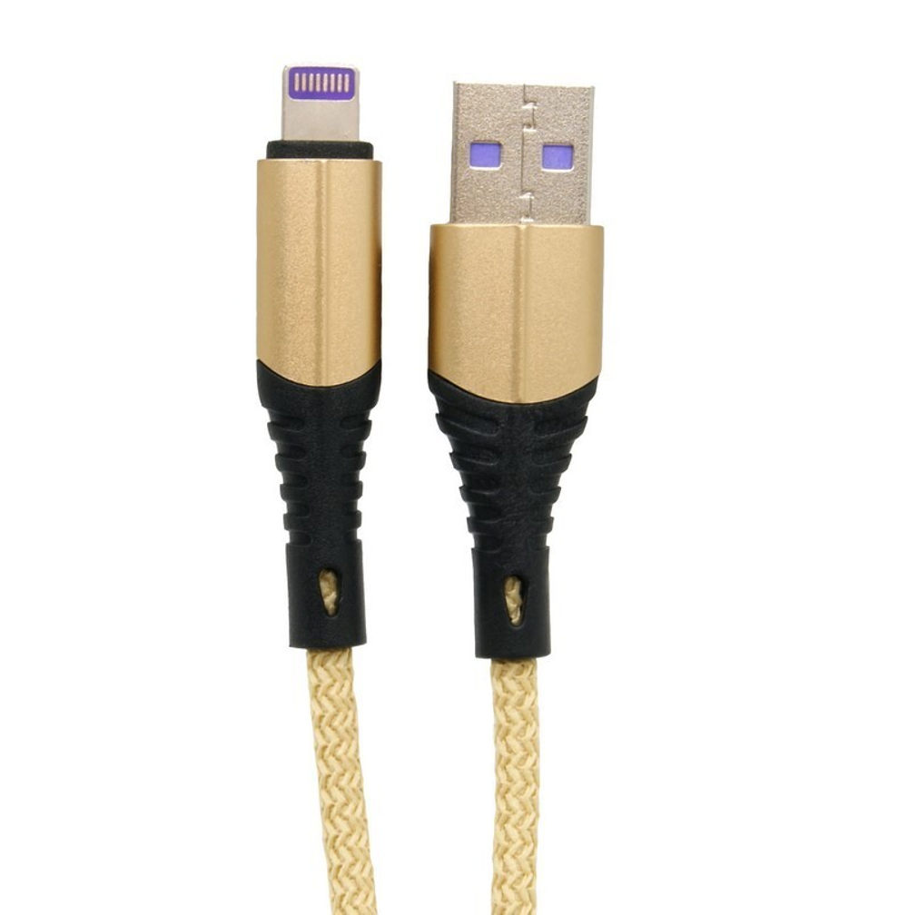 Кабель USB - Lightning Lace 3A (золото) 1м
