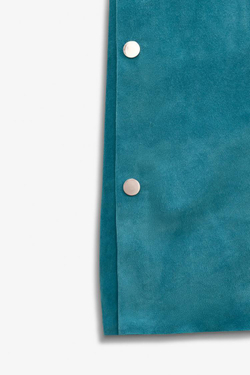 ZARA ДЛИННОЕ ПЛАТЬЕ-КАФТАН ИЗ ЗАМШИ, СИНИЙ