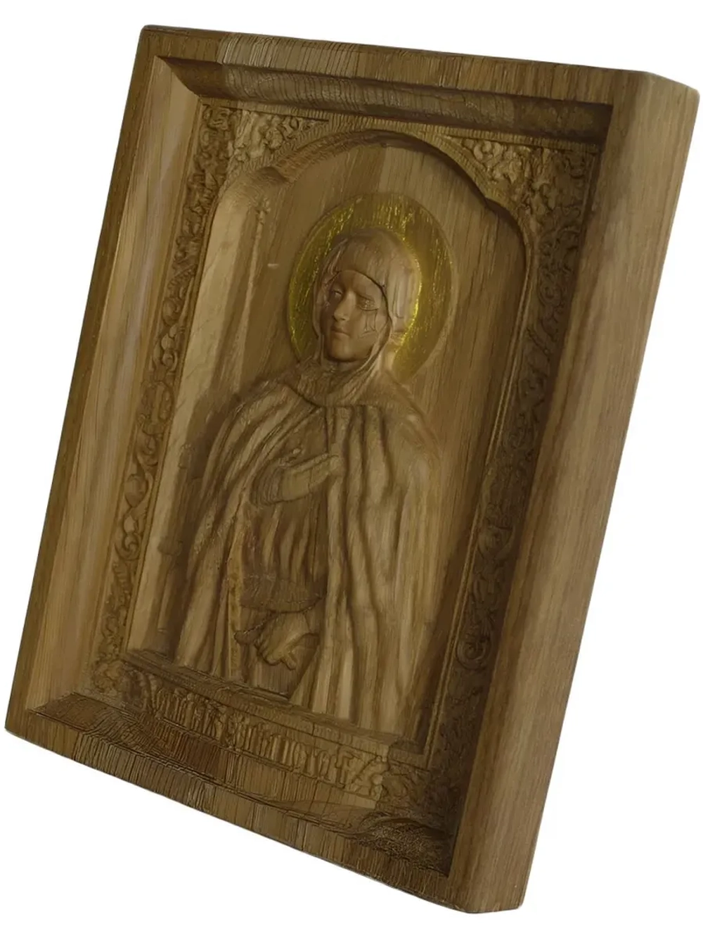 Икона Освященная Бл. Ксении Петербургской резная из дуба