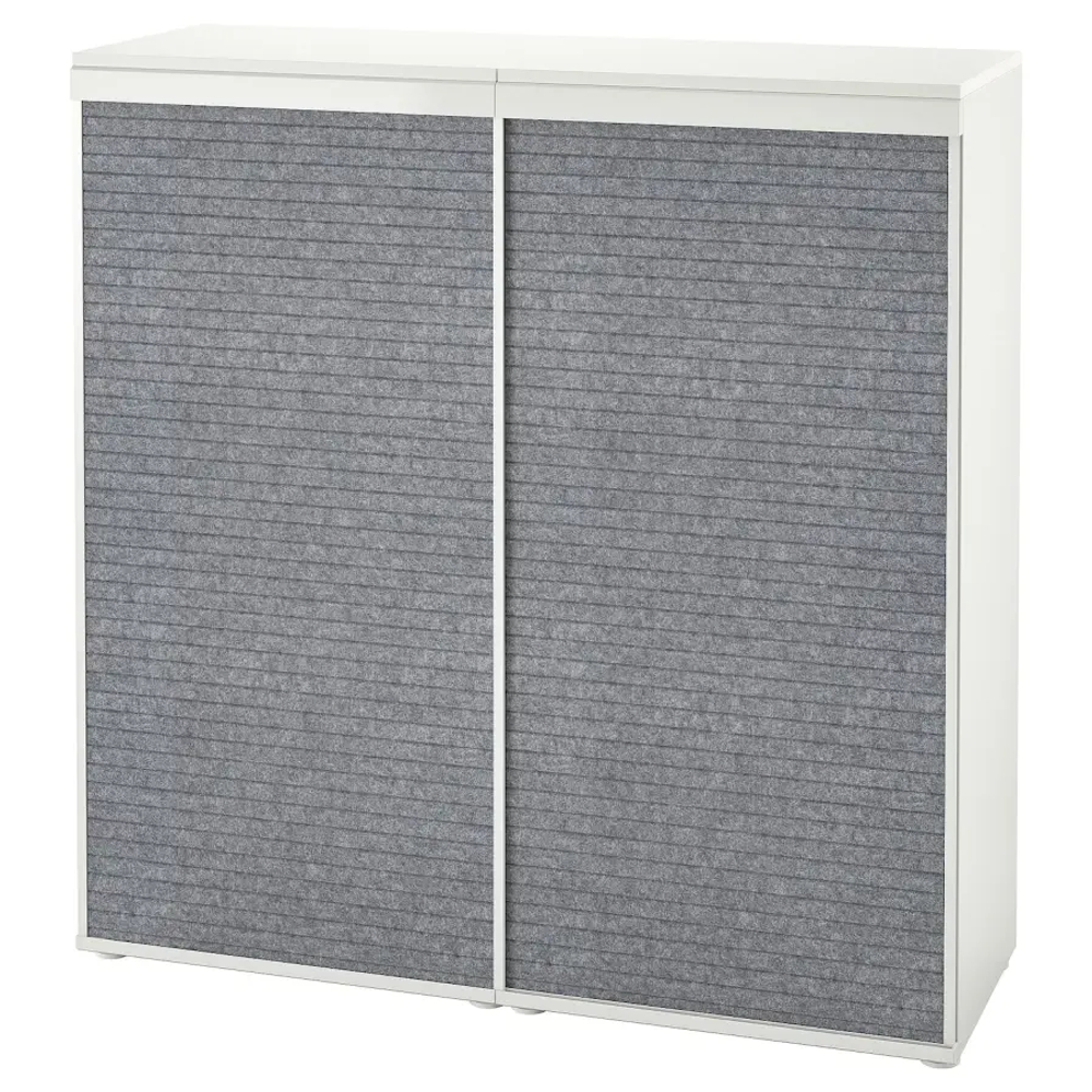 Шкаф с 2 раздвижными дверями - IKEA PLATSA/ПЛАТСА ИКЕА, 41,8х120х122,9 см, белый/темно серый