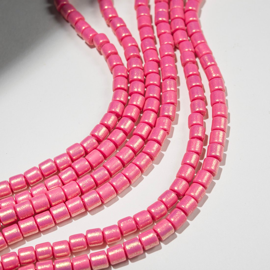 Бусины хеши, каучук с напылением, оттенок "Розовый", 6*6мм