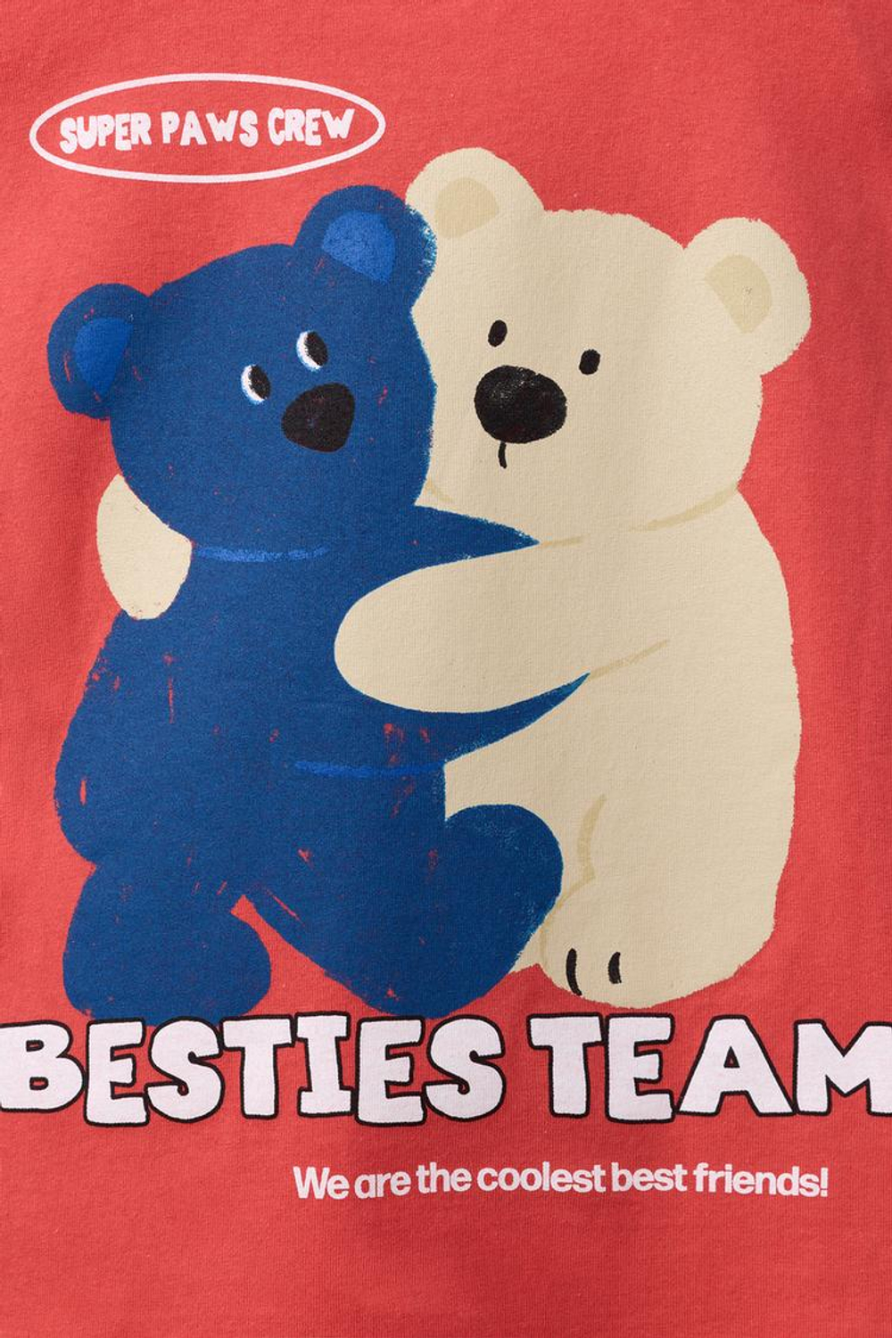 ZARA ФУТБОЛКА С ПРИНТОМ «МЕДВЕДИ», КОРАЛЛОВО-КРАСНЫЙ