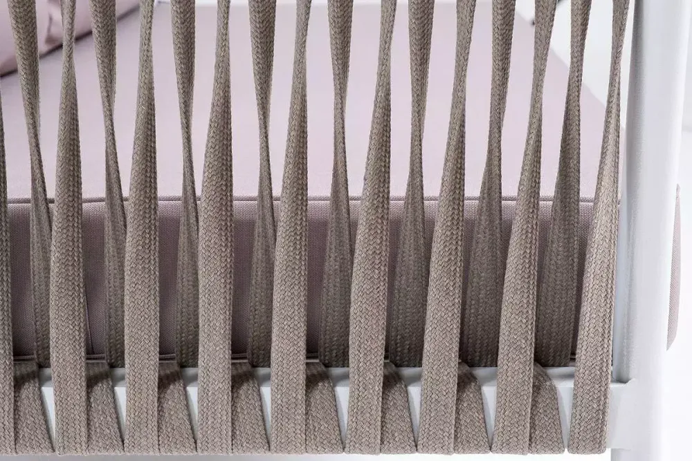 "Касабланка" правый модуль плетеный из роупа, каркас алюминий светло-серый (RAL7035) муар, роуп серо-коричневый 23мм, ткань бежевая 052