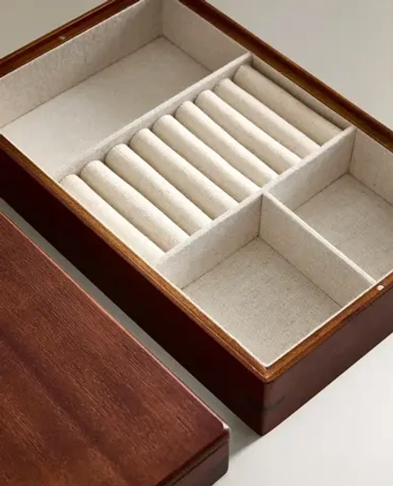 ZARA HOME БОЛЬШАЯ ДЕРЕВЯННАЯ ШКАТУЛКА ДЛЯ ДРАГОЦЕННОСТЕЙ, КОРИЧНЕВЫЙ