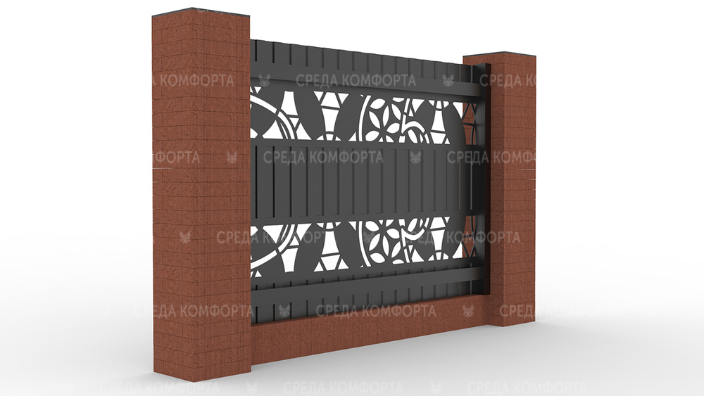 Забор из профлиста 2500х2000 мм ZBR0024 (столб для забора продается отдельно)