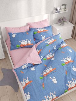 Пододеяльник Сказка "Морковный рейс/Вязание розовое" 2-сп 175х215 см на молнии , перкаль