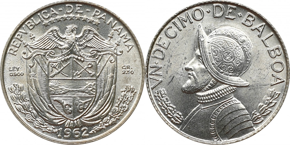 Панама 1/10 бальбоа, 1962 Васко Нуньес де Бальбоа XF