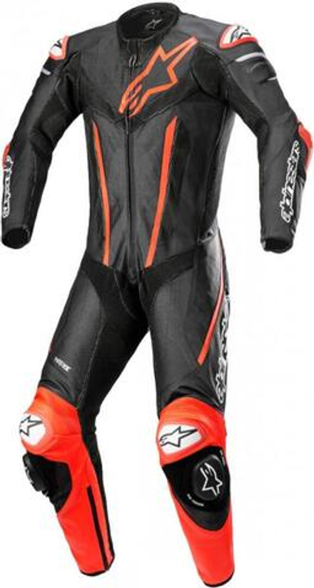 ALPINESTARS Мотокомбинезон мужской кожаный гоночный FUSION 1-PIECE LEATHER SUIT черно-красный