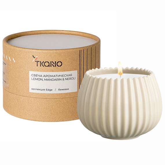 Свеча ароматическая lemon, mandarin &amp; neroli из коллекции edge, бежевый, 30 ч