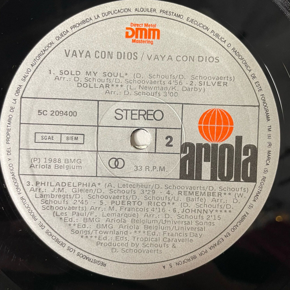 Винтажная виниловая пластинка LP Vaya Con Dios (Spain 1989)